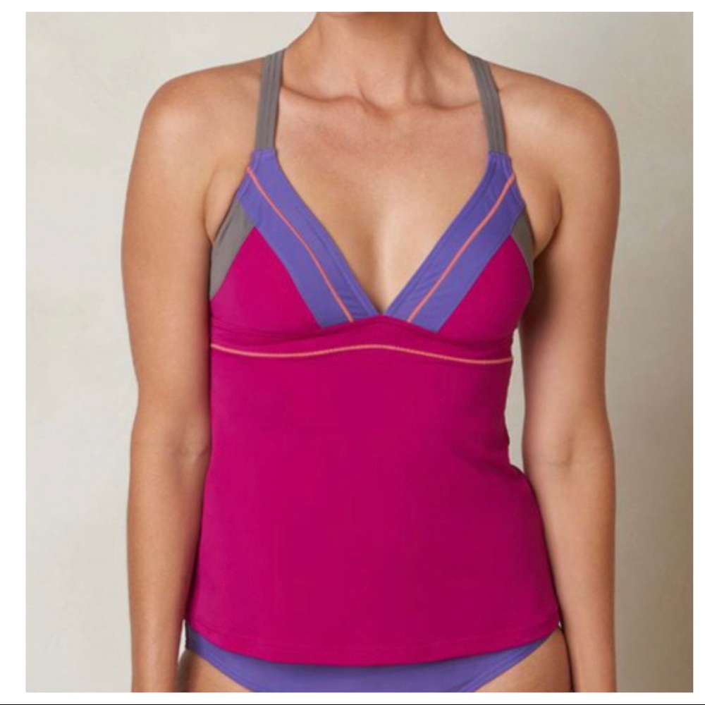 Prana Alta Tankini Rich Fuchsia Multi-Color Swim Top XS